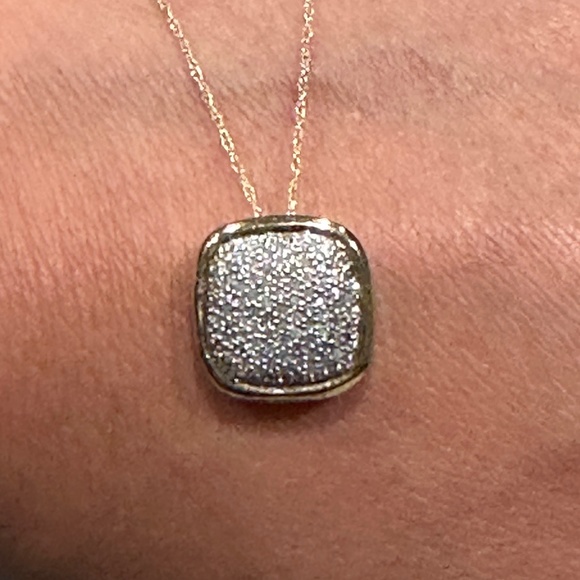 New 18k & Silver Diamond Cluster Pendant - Picture 1 of 12